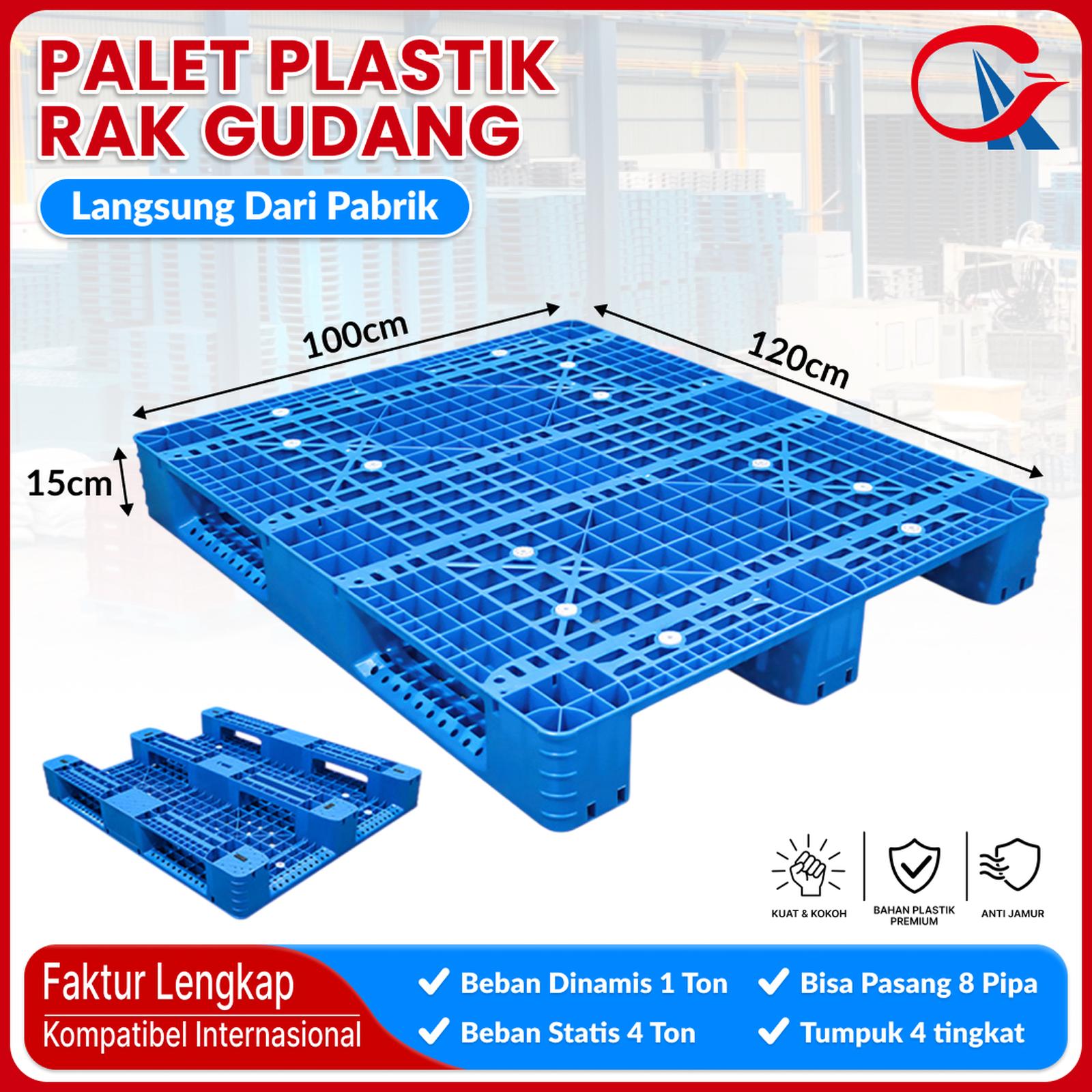 PALLET PLASTIK BARU MURAH BIRU LINHUI 1210 RACKABLE 120x100x15 CM | PALLETPLASTIKINDUSTRI.COM