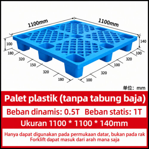 PALLET PLASTIK BARU WARNA BIRU LINHUI 1111 NESTABLE 110x110x14 CM | PALLETPLASTIKINDUSTRI.COM