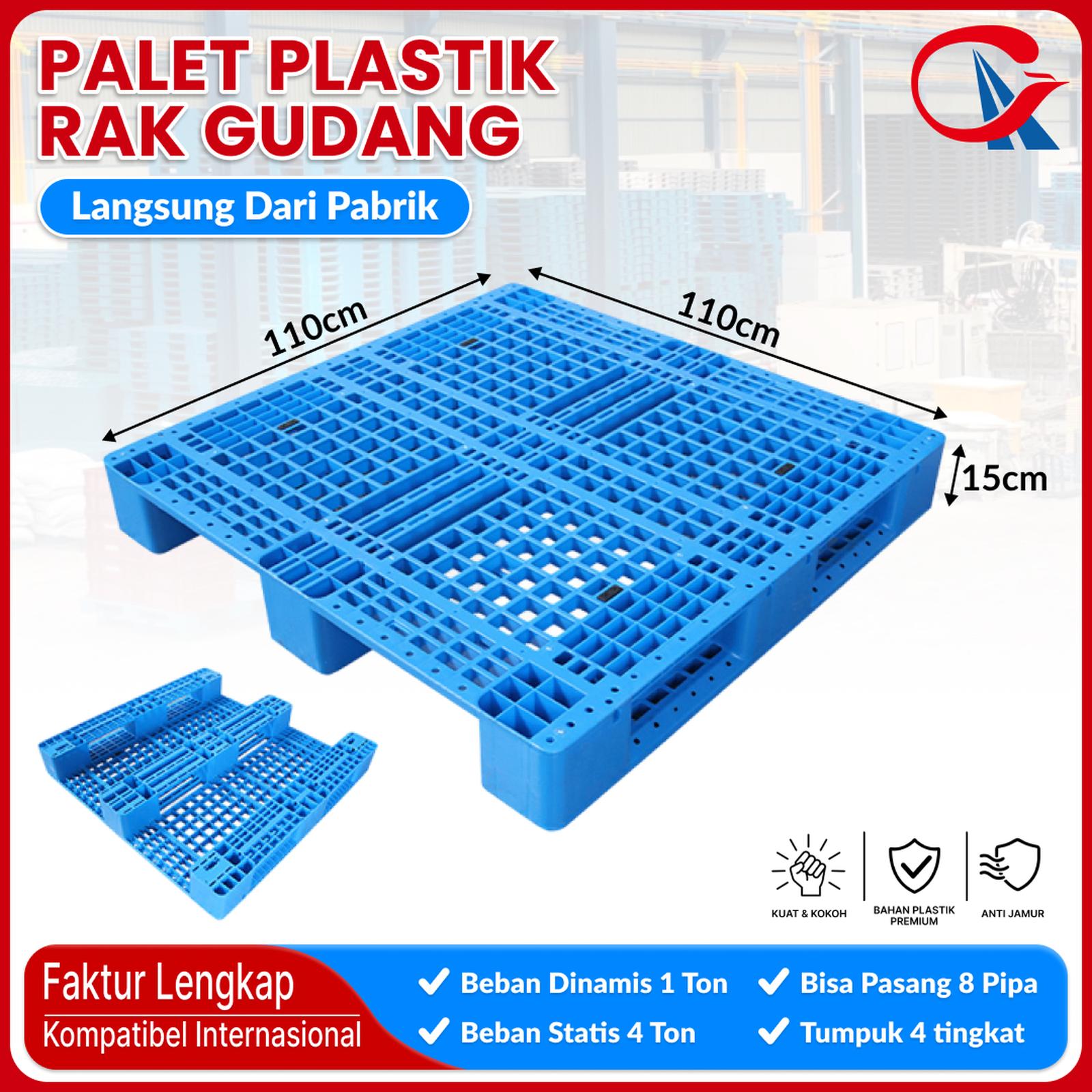 PALLET PLASTIK BARU WARNA BIRU LINHUI 1111 RACKABLE 110x110x15 CM | PALLETPLASTIKINDUSTRI.COM