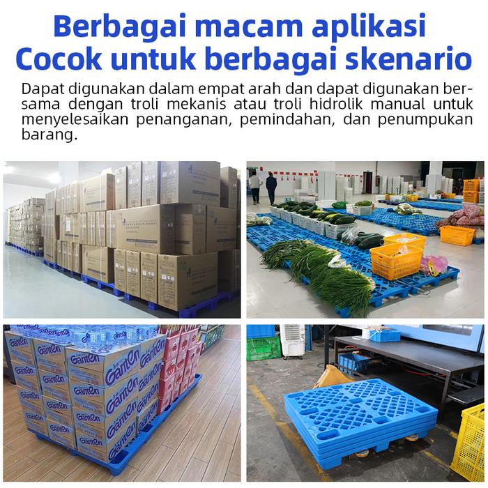 PALLET PLASTIK BARU WARNA BIRU LINHUI 1210 NESTABLE 120x100x14 CM | PALLETPLASTIKINDUSTRI.COM