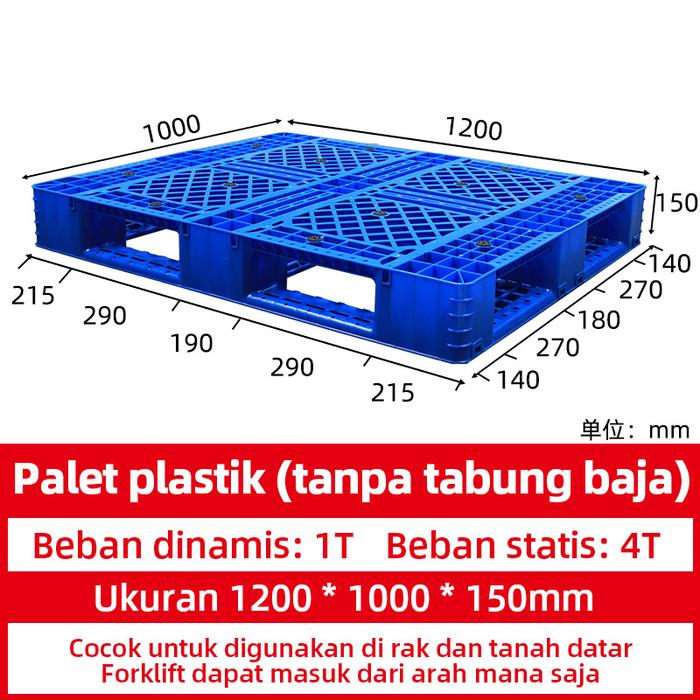 PALLET PLASTIK BARU WARNA BIRU LINHUI 1210 STACKABLE 120x100x15 CM | PALLETPLASTIKINDUSTRI.COM