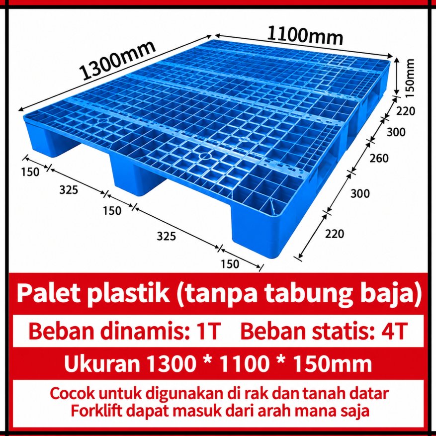 PALLET PLASTIK BARU WARNA BIRU LINHUI 1311 RACKABLE 130x110x15 CM | PALLETPLASTIKINDUSTRI.COM